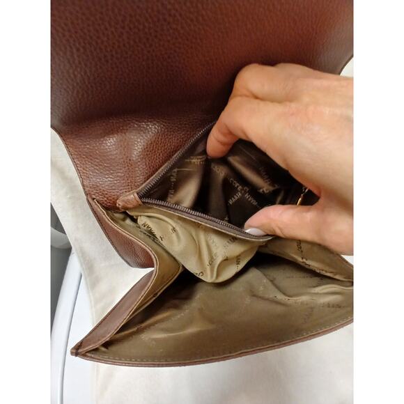 Vintage Cole Haan Long Rectangular Pebble Leather Satchel Bag 10x8 Quiet Luxury - Picture 13 of 16